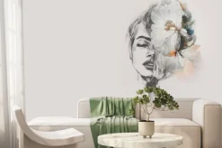 Fototapeta: Kobieta z akwarelowym kwiatem