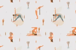 Fototapeta: Kobiety trenujące jogę wśród świec