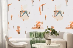 Fototapeta: Kobiety trenujące jogę wśród świec