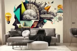 Fototapeta: Kolaż artystyczny z głową pełną pomysłów