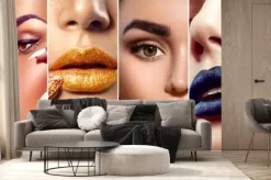 Fototapeta: Kolaż makijażu. piękno makijażu artystów pomysłów. kolorowe usta,