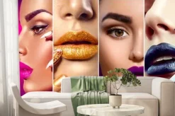 Fototapeta: Kolaż makijażu. piękno makijażu artystów pomysłów. kolorowe usta,