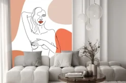 Fototapeta: Kolaż z kobiecą sylwetką i kształtami