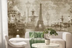 Fototapeta: Kolaż z zabytkami francji w stylu retro