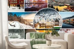 Fototapeta: Kolaż zima i atrakcje w bergen