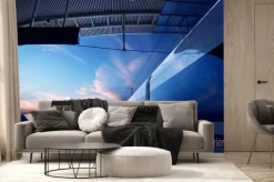 Fototapeta: Kolejowej na stacji kolejowej z zachodem słońca