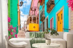 Fototapeta: Kolorowa lizbona żółty tramwaj