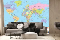 Fototapeta: Kolorowa mapa świata z flagami państw