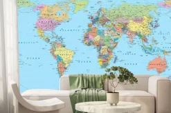 Fototapeta: Kolorowa mapa świata z granicami państw