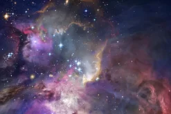 Fototapeta: Kolorowa mgławica z gwiazdami w kosmosie