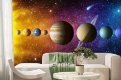 Fototapeta: Kolorowa przestrzeń kosmiczna z planetami układu słonecznego