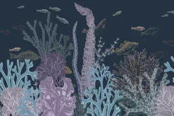 Fototapeta: Kolorowa rafa koralowa z rybami w minimalistycznym stylu