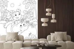 Fototapeta: Kolorowanie ilustracji dziewczyna jedzie na słonia