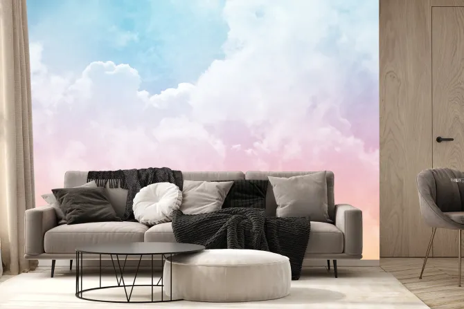 Fototapeta: Kolorowe chmury na pastelowym niebie