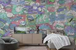 Fototapeta: Kolorowe komiksowe dymki z napisami młodzieżowy design