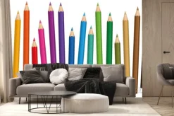 Fototapeta: Kolorowe kredki na białym tle
