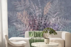 Fototapeta: Kolorowe liście paproci z lawendą
