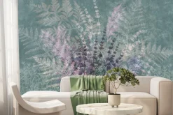 Fototapeta: Kolorowe liście paproci z lawendą