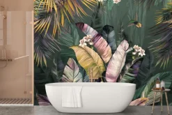 Fototapeta: Kolorowe liście bananowe i palmy