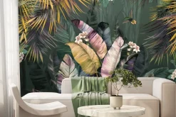 Fototapeta: Kolorowe liście bananowe i palmy