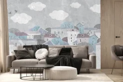 Fototapeta: Kolorowe miasteczko w stylu akwareli dla dzieci