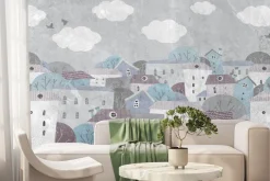 Fototapeta: Kolorowe miasteczko w stylu akwareli dla dzieci