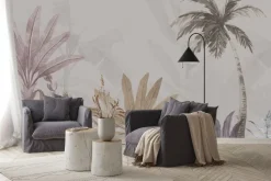 Fototapeta: Kolorowe palmy na szarym tle