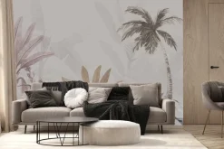 Fototapeta: Kolorowe palmy na szarym tle