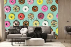 Fototapeta: Kolorowe pączki na zielonym tle