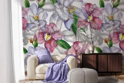 Fototapeta: Kolorowe rysowane orchidee