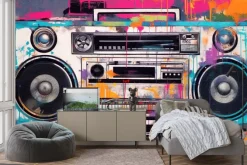 Fototapeta: Kolorowe vintage radio w stylu pop art