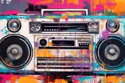 Fototapeta: Kolorowe vintage radio w stylu pop art