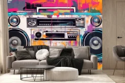 Fototapeta: Kolorowe vintage radio w stylu pop art