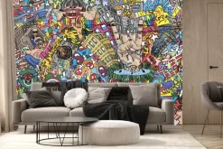 Fototapeta: Kolorowe wzory budynków i ludzi