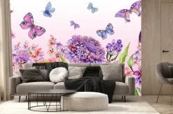 Fototapeta: Kolorowy lato szeroki transparent. piękni żywi iberys kwitną