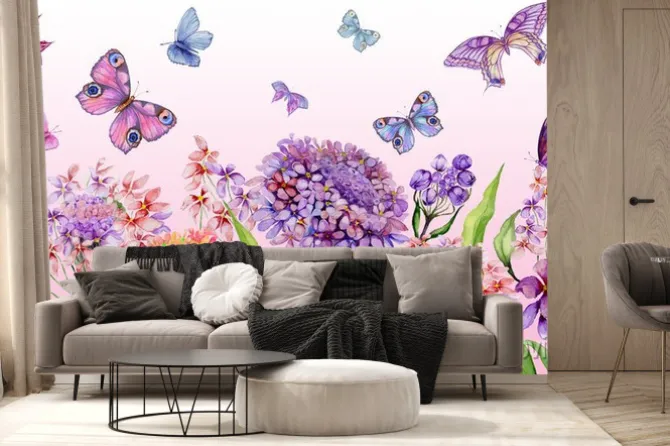 Fototapeta: Kolorowy lato szeroki transparent. piękni żywi iberys kwitną