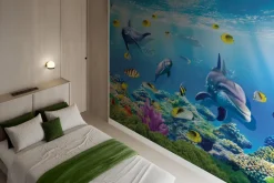 Fototapeta: Kolorowy podwodny świat z delfinami