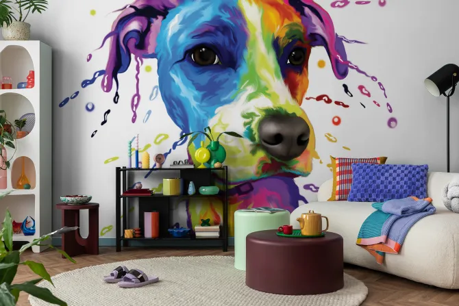 Fototapeta: Kolorowy portret psa w akwareli