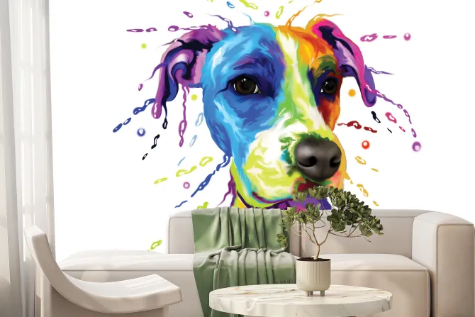Fototapeta: Kolorowy portret psa w akwareli