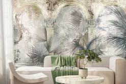 Fototapeta: Kolumny i egzotyczne liście palmowe