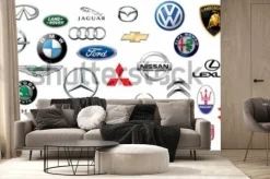 Fototapeta: Kompozycja z logo marek samochodów