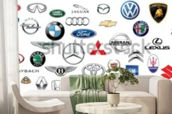 Fototapeta: Kompozycja z logo marek samochodów
