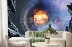 Fototapeta: Kosmiczna dziura i astronauta. różne środki przekazu