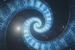 Fototapeta: Kosmiczna przestrzeń w spirali rzymskich zegarów