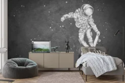 Fototapeta: Kosmiczna scena astronauta na desce abstrakcyjne nocne niebo