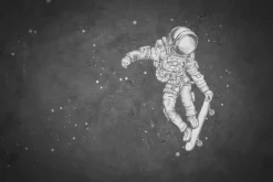 Fototapeta: Kosmiczna scena astronauta na desce abstrakcyjne nocne niebo