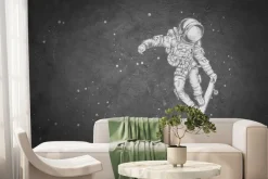 Fototapeta: Kosmiczna scena astronauta na desce abstrakcyjne nocne niebo