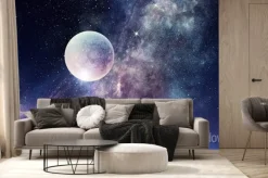 Fototapeta: Kosmiczny widok z realistycznym księżycem