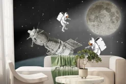 Fototapeta: Kosmonauci na orbicie na tle księżyca