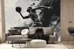 Fototapeta: Koszykarz czarno-biała sztuka abstrakcyjna
